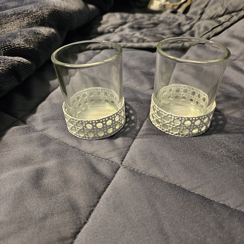 Partylite pierced metal votive pair candle holders